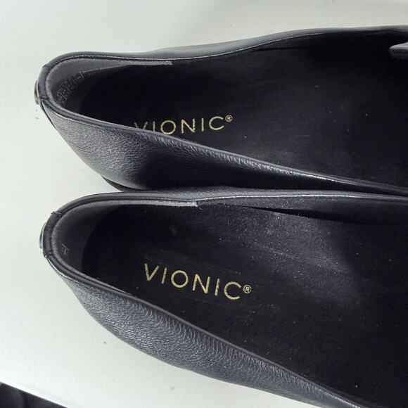 Vionic Willa 2.0 Loafers Women 9 Black Leather Pointed Toe Comfort Slip-On Flats - Picture 9 of 10